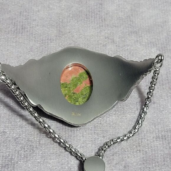 Unakite and Green Austrian Crystal Bracelet - Picture 7 of 16